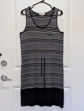 GUC Olive & Oak S Navy and White Striped Soft Rayon Blend Drawstring Waist Dress